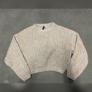 Knitted multi-colored crop sweater